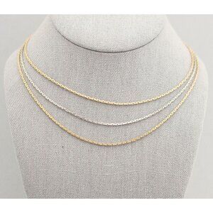 15 Inch Vintage Silver Tone Elegant Gold Tone Multistrand Necklace by Avon - CL1